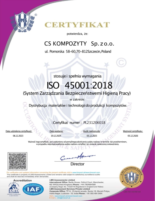 Certyfikat ISO 45001:2018