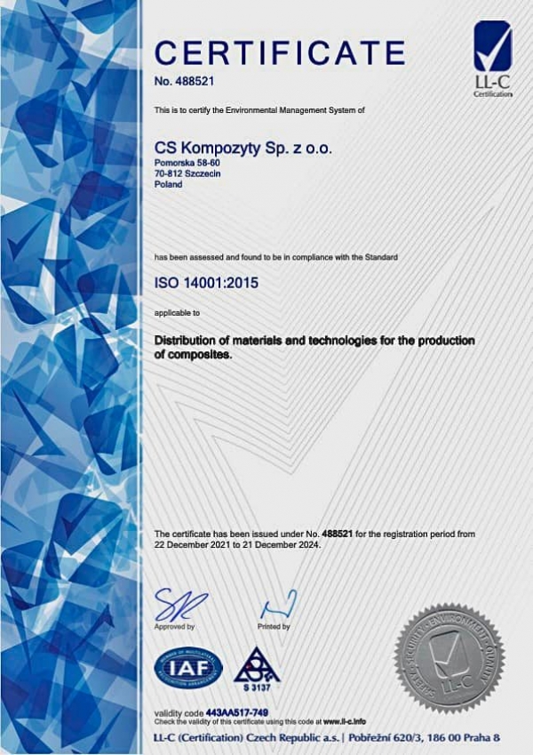Uzyskaliśmy certyfikat ISO 14001