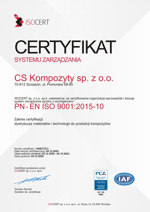 Odnowiliśmy certyfikat ISO 9001