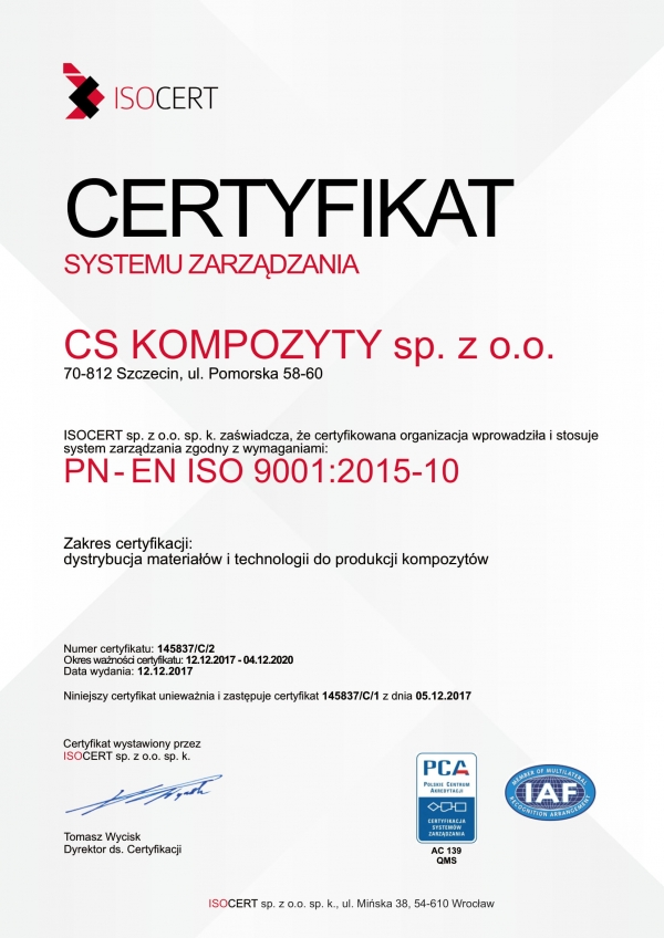 Uzyskaliśmy certyfikat ISO 9001