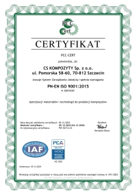 Certyfikat PN-EN ISO 9001:2015