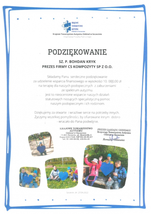 Wspieramy Polskie Towarzystwo Autyzmu